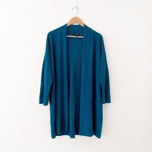 Eileen Fisher linen blue short sleeve sweater cardigan